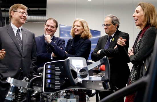 Catalan business minister Ángels Chacòn (far right) and president Quim Torra (to her left) visit Monolithic Power Systems in California on January 15 2019 (by Norma Vidal)